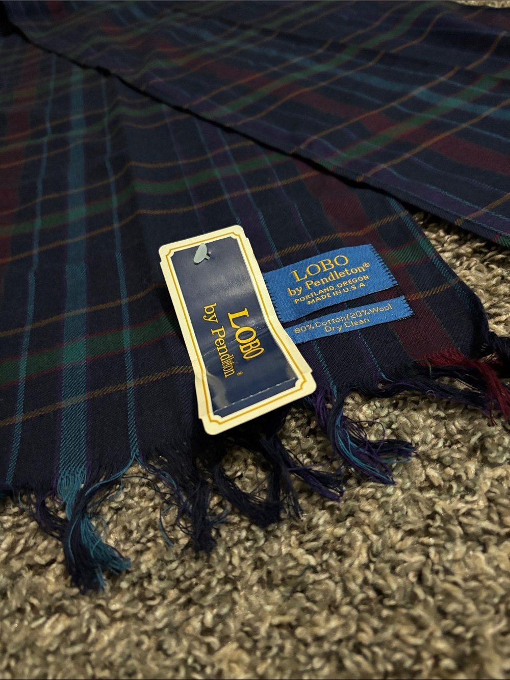 Lobo by Pendleton scarf plaid NWT Made in USA cotton/wool checkered schoolgirl - Picture 4 of 4